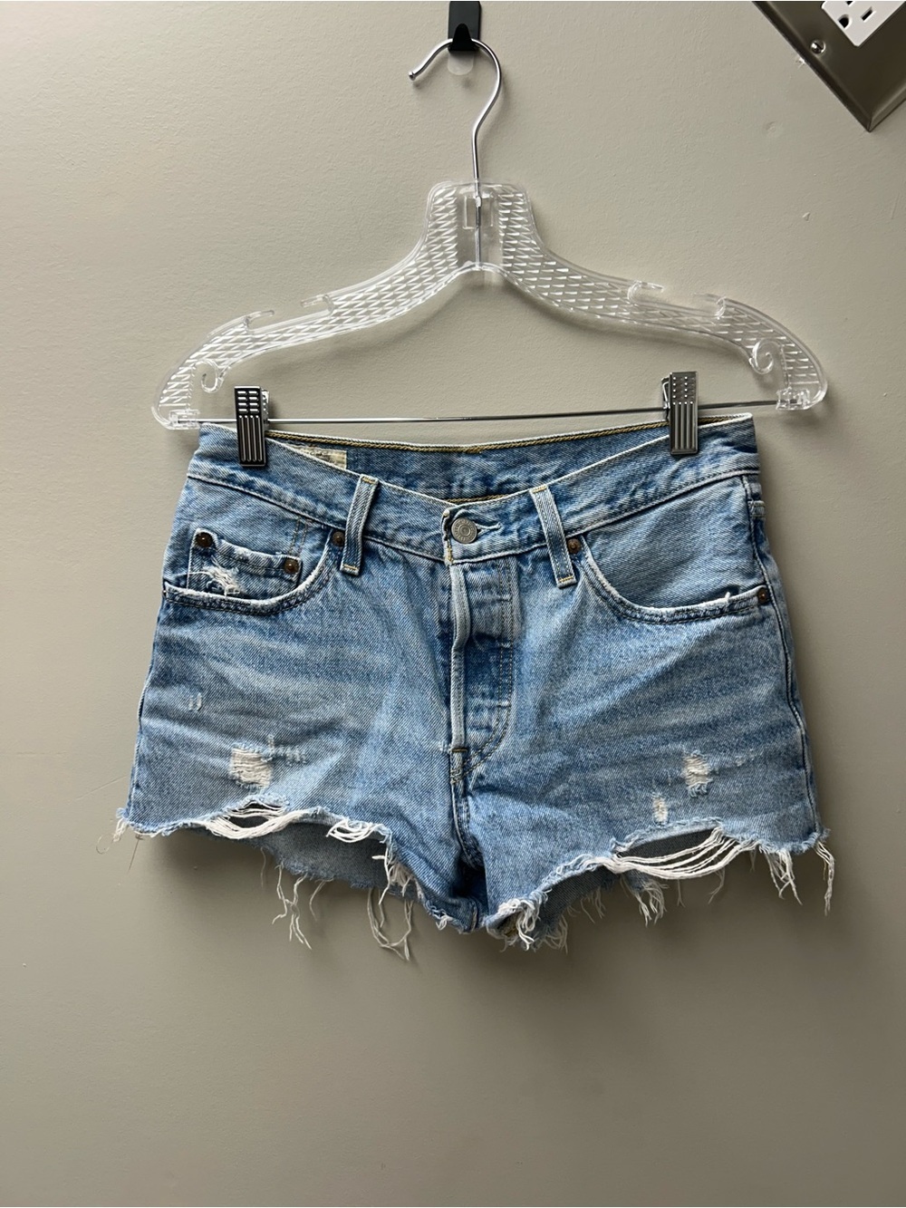 Levi’s Women’s 501 Original Fit Denim Shorts w/ Distressed Hem